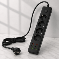Multiprise européenne 5 voies personnalisée par des fabricants chinois, 3 ports USB, 2 ports Type C, protection contre les surcharges 2500W, multiprise EU