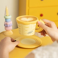 Nouvel ensemble tasse et soucoupe en céramique motif banane, style moderne et minimaliste, 240 ml, inspiré de l'art latte japonais, sensation premium, idéal pour Instagram