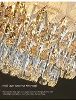Lustre en cristal doré de luxe, lampe à hauteur réglable, luminaire suspendu pour salon, maison, hôtel, salle de banquet