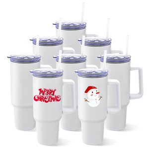 40 Oz Stainless Steel Sublimation Tumbler <b>with</b> <b>Handle</b> 20 Pack <b>Travel</b> <b>Mug</b> Blanks Spill Proof Vacuum Insulated White - Product Image 1