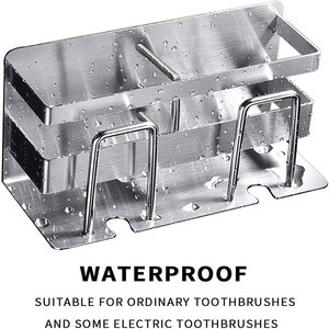 Juego de Portacepillos de Dientes Metálico Cuadrado y Vaso para Enjuague Bucal, Montado en la Pared, Dos Piezas, Ecológico, <span class=keywords><strong>Sin</strong></span> Perforaciones - Product Image 6
