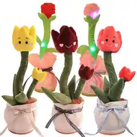 Günstige verkaufen ausgestopfte Glow Dance Kaktus Tulpe Rose Musik singen Wohnkultur Valentinstag Weihnachten Neujahr Geschenke Plüschtiere