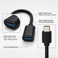 Câble OTG USB 3.0 mâle vers USB 3.0 femelle de type C, moulé intégralement, transfert de données haute vitesse 5 Gbit/s, câble PVC pour ordinateur portable