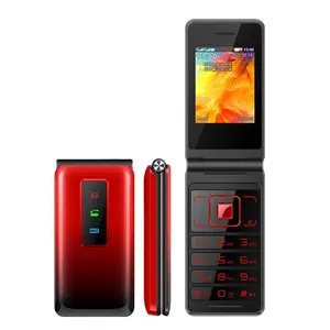 UNIWA T320E ponsel 2.4 inci, ponsel fitur tidak terkunci Keypad Flip merah klasik