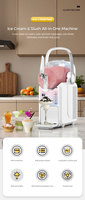 Machine à crème glacée et à neige fondue 2 en 1 avec options de yaourt, de chocolat au lait et d'eau Machine à neige multifonctionnelle pour usage commercial et domestique