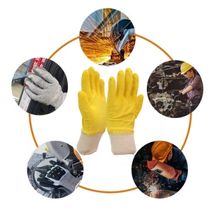SunnyHope Guantes de Trabajo sin Polvo de Látex, Guantes de Trabajo de Construcción de Seguridad, Costura, Guantes Arrugados de Látex de Nitrilo Amarillo - Product Image 5