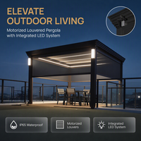 Pergola motorisée en aluminium 3x3m avec design à lames orientables, résistante au vent et à la pluie, pour balcon, patio, jardin