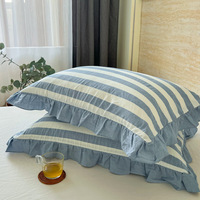 Housse de coussin de canapé en coton pur personnalisée, taie d'oreiller en coton naturel, coussin de canapé doux à rayures verticales de designer