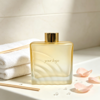 Bouteille diffuseur de parfum carrée transparente personnalisée de 200 ml, bouteille diffuseur de parfum en verre vide, bouteille diffuseur de parfum de luxe avec bouchon à vis