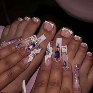 Elegante Set de <span class=keywords><strong>Uñas</strong></span> Postizas Hechas a Mano de Cobertura Completa para Manos y Pies, Acrílicas, Formato Ataúd, Almendra, Cuadradas, 20 Piezas/Caja, Proveedor OEM ODM - Product Image 1