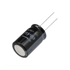 Condensateur canal fabricant 450TXW47MEFR16X25, aluminium, 47 µF, 20 %, 450 V, radial, à traverser (TH), 47 µF - Product Image 1