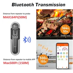 MAX 500 Fuß kabellos langer Reichweite intelligenter Grill Kochen BlueTooth BBQ-Thermometer für Fleisch