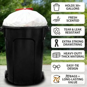 Sac à feuilles à cordon de serrage 30-33 gallons en LDPE, sacs jetables pour déchets de jardin, usage domestique, lot de 70 - Product Image 5