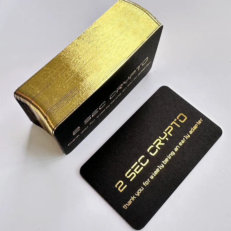 Petite carte de visite élégante imprimée personnalisée en feuille d'or Carte de visite de luxe noire en relief Cartes de visite en métal
