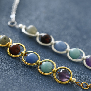 2025 nouveau plaqué <span class=keywords><strong>or</strong></span> géométrique 12 zodiaque pierre perle collier en acier inoxydable lien chaîne pour les femmes - Product Image 3