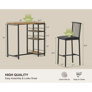 Creative and stylish retro-style <b>bar</b> counter <b>table</b> for home use, simple high-leg <b>table</b> and chair combination. - Product Image 4