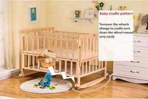 Lit bébé double <span class=keywords><strong>en</strong></span> <span class=keywords><strong>bois</strong></span> personnalisable avec logo, convertible <span class=keywords><strong>en</strong></span> lit d'appoint, mode balancelle, hauteur réglable - Product Image 3