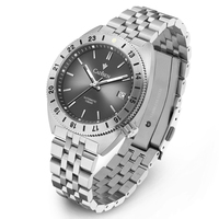 Montre-bracelet mécanique entièrement automatique de luxe haut de gamme pour hommes, en acier inoxydable, cadran en cristal saphir, résistante à l'eau, jour et date