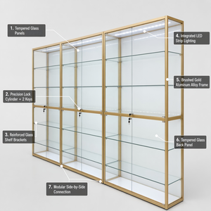 Vitrina de Aluminio y Vidrio Templado con Certificación CE ROHS, Multicapa, para Almacenamiento y Exhibición de Joyería, Cosméticos y Manualidades, en Oferta - Product Image 5