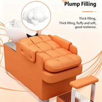 Lit de lavage semi-inclinable moderne, lit de lavage de cheveux pour salon avec bassin en céramique, fauteuil de massage professionnel pour salon de coiffure