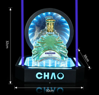 Présentoir LED pour Bouteilles avec Miroir Infini, Vitrine pour Bouteilles de Whisky et Vin en Fer Forgé, Rechargeable pour Bar, KTV, Boîte de Nuit