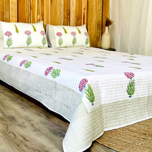 Wholesale Hand Block Printed Knitted Eco-Friendly Cotton <b>Quilted</b> All-Season Classic Customizable Bedspreads Bedcover - Product Image 1