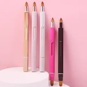 Retractable Double Headed Lip Brush Vegan Compact Eye Shadow Concealer Maneup Brushes Bulk Eyebrow Lip Brush With Covers