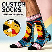 Chaussettes tricotées à imprimé numérique motif abstrait artistique rétro de figure féminine, personnalisées ODM, en Spandex et Polyester, esthétiques et tendance, faible MOQ, livraison rapide