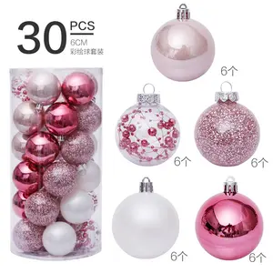 Klar 6 cm 30 Stück 2024 Großer Kunststoff-Weihnachtsbaum Ornament hochwertiger hängender Weihnachtsball Strömen für Heimpartys
