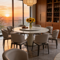 Ensemble de table et de chaises de salle à manger rondes minimalistes modernes, 6 à 8 places, plateau en pierre frittée, meubles pour la maison, la cuisine, le salon