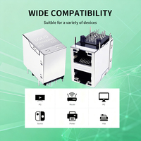 Conector RJ45 vertical doble de doble entrada para red industrial, el mejor para Ethernet rápido, compatible con Cat5e, Cat6, Cat7