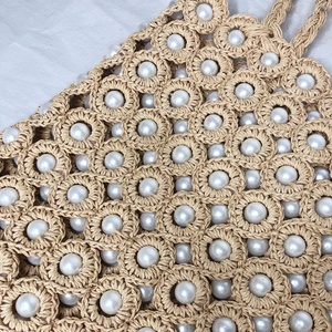 Nuova Borsa a Spalla Artigianale in Macramè con Perle e Paglia di Carta, Design Esclusivo 2026, Ideale per Vacanze Estive al Mare - Product Image 2