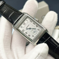 Montre-bracelet mécanique carrée rétro pour homme avec verre saphir, cadran guilloché gravé, aiguille des secondes indépendante et bracelet en cuir noir grain crocodile
