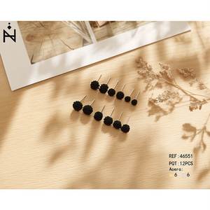 Shambara – boucles d'oreilles en acier inoxydable avec perles, 12 pièces, noires, bijoux à la mode pour femmes - Product Image 3
