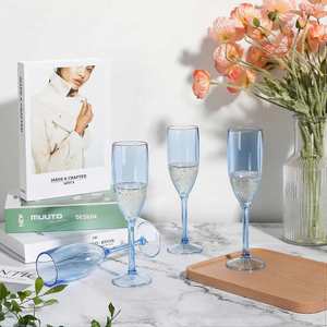 Shatter-Resistant Blue <b>Champagne</b> Glasses Plastic Unbreakable Wine Flutes Reusable Acrylic Stemware for Poolside Party Decor - Product Image 5