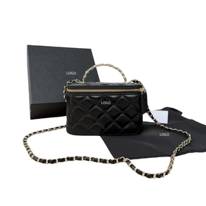New <b>Large</b> Brand Counter <b>Gift</b> Zipper Closure Oil Wax with Mirror <b>Box</b> Single Shoulder Crossbody Chain <b>Box</b> Women's Clutch - Product Image 1