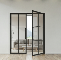 Porte intérieure en acier de style européen personnalisée, simple ou double vitrage, pour villas modernes, ouverture à gauche, forgée