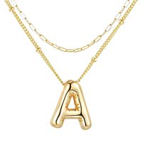 Collier à lettres bulles lisses, collier à double chaîne, collier de niche, pendentif à 26 lettres pour femmes