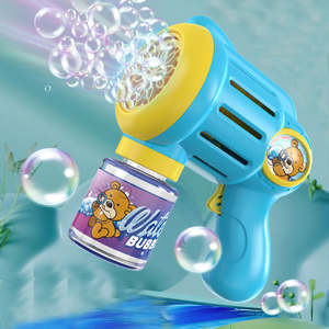 Little <span class=keywords><strong>Bear</strong></span> Multi agujero pistola de burbujas totalmente automática 10 agujeros burbuja eléctrica Bazooka pistola cohete <span class=keywords><strong>Boom</strong></span> con luz burbuja soplador juguete - Product Image 3