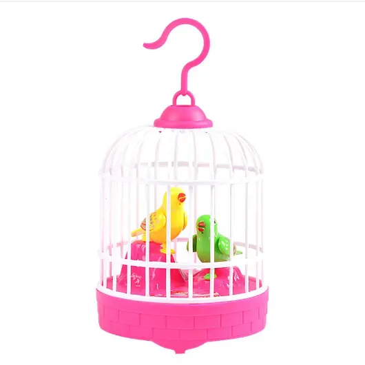 音が活性化された電池式の鳥の鳥かごのおもちゃ、歌う鳴き声の羽ばたき鳥のおもちゃ幼児の子供のためのギフト