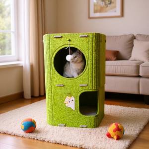 Modern Felt Art Deco Design Home Decoration Indoor <b>Cat</b> Bed <b>Tunnel</b>-style Apartment for Multiple <b>Cats</b> All Seasons Use - Product Image 3