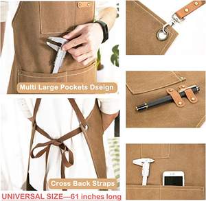 Delantal de Lona de Algodón con Tirantes Cruzados y Bolsillos, Uniforme para Estudios, Cocina, Repostería, Delantal de Cocina para Mujer y Hombre, Delantal de Chef - Product Image 3