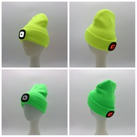 Bonnet LED en tricot acrylique, double éclairage avant blanc arrière rouge, pour course en extérieur, cyclisme, hiver, chaleur, unisexe, personnalisable OEM ODM