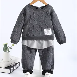 Wholesale Kids Clothes Boy Casual Long Sleeve 1-17T Teen Clothing 3D Stereograph Pullover Upper Trousers Boys Girls Clothing Set