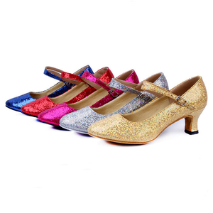 נעלי ריקוד לטיני לנשים עם רצועת Y, בד מבריק בצבע בהתאמה אישית, סוליה חיצונית מזמש נגד החלקה, סיטונאי - Product Image 1