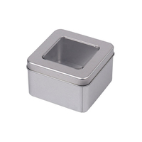 Boîte de rangement en métal chocolat teinté avec fenêtre argentée
