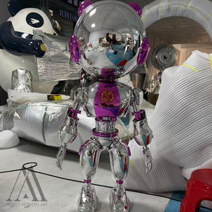Escultura de Robot Cyberpunk Moderna de Fibra de Vidrio Electrochapada, Figura de Buzo Cromada Morada, Arte para Exhibición en Tiendas y Centros Comerciales - Product Image 4