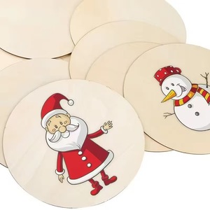 Etiquetas de madera para decoración navideña, redondas, de color madera natural, para manualidades pintadas a mano, proyectos de arte para niños. - Product Image 1