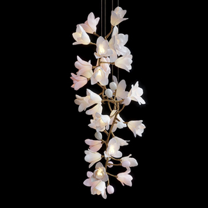 Moderno bambino rosa rame Magnolia fiore lampadario a sospensione luce di lusso camera da letto luci soggiorno sala da pranzo arte lampade a sospensione - Product Image 4