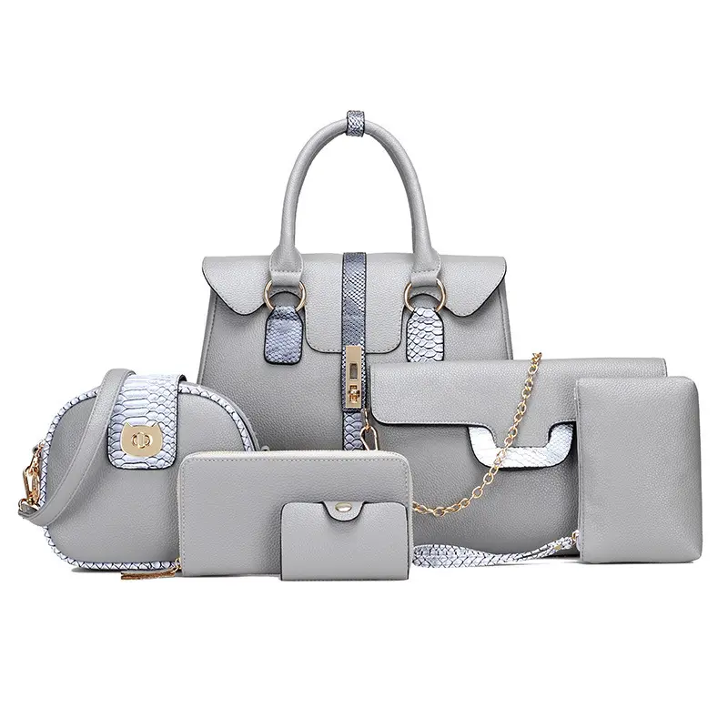 Wholesale Ladies Women Composite 6 Pieces Pu Leather Crossbody Big Capacity Tote Bags Set Purses And Handbags set